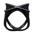 Stylish black ring with lilac synthetic crystal rings for a modern jewelry look