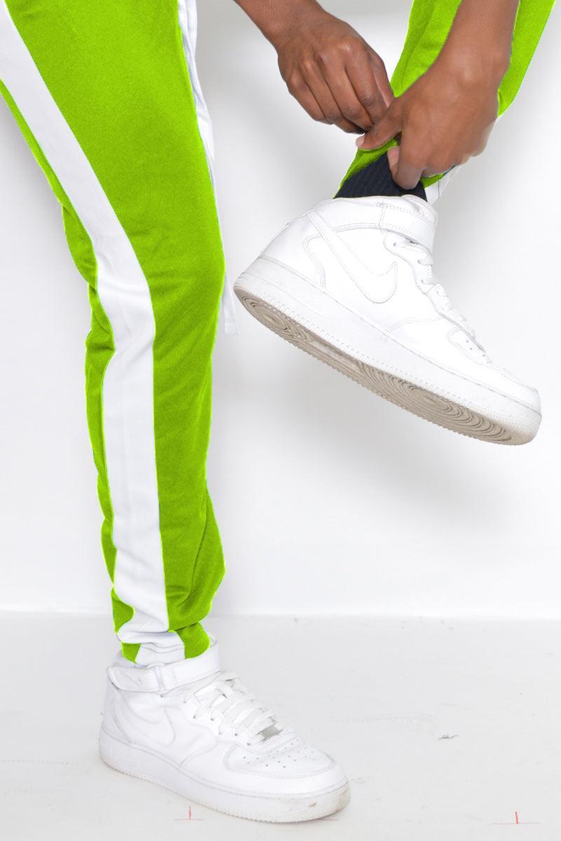 Lime green stripe outlet track pants