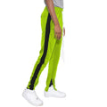 Lime green track pants men with black side stripes and a comfortable fit for casual wear