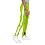 Men's lime green track pants from WEIV with side stripes and stylish design for casual wear