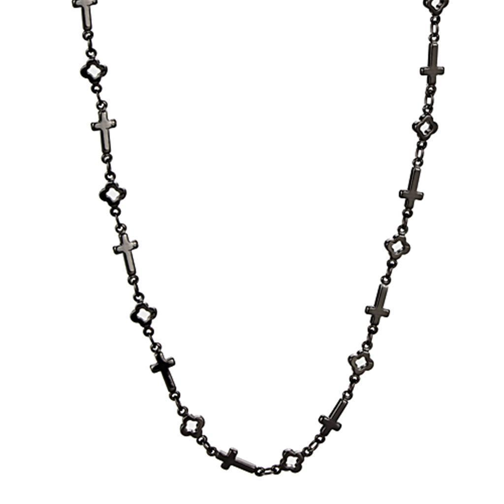 Women's Jewelry - Necklaces LO3454 - TIN Cobalt Black Brass Necklace with No Stone