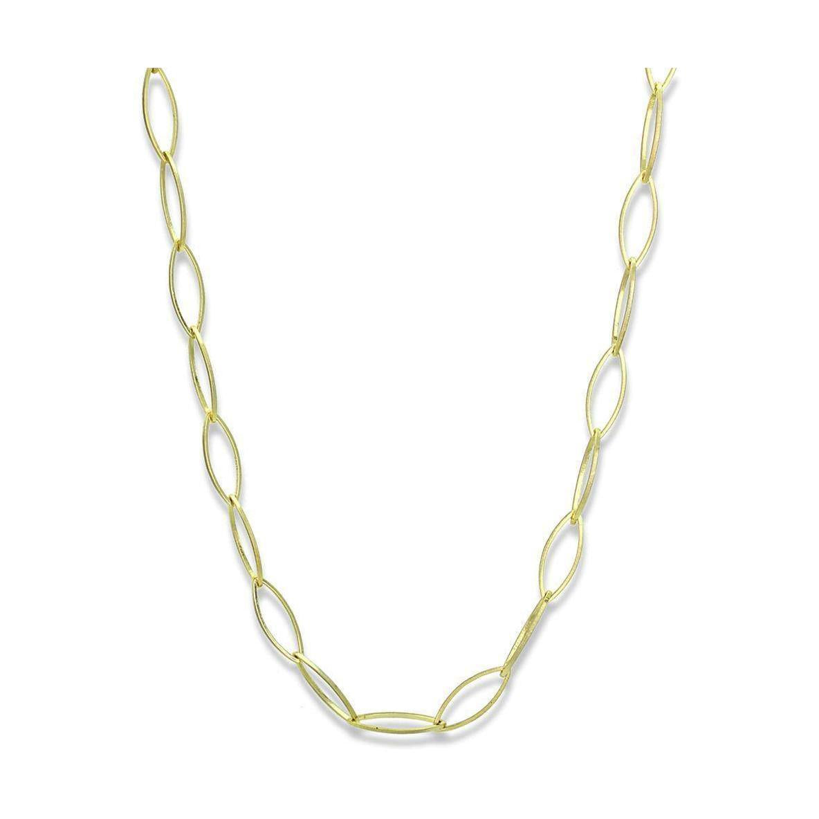 LO3721 - Gold & Brush Brass Necklace with No Stone - VacationGrabs