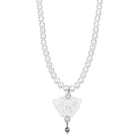 Women's Jewelry - Necklaces LO3821 - Antique Silver White Metal Necklace with Synthetic Glass Bead in White