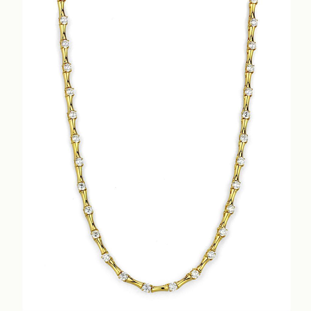 Women's Jewelry - Necklaces LO4123 - Gold Brass Necklace with AAA Grade CZ in Clear