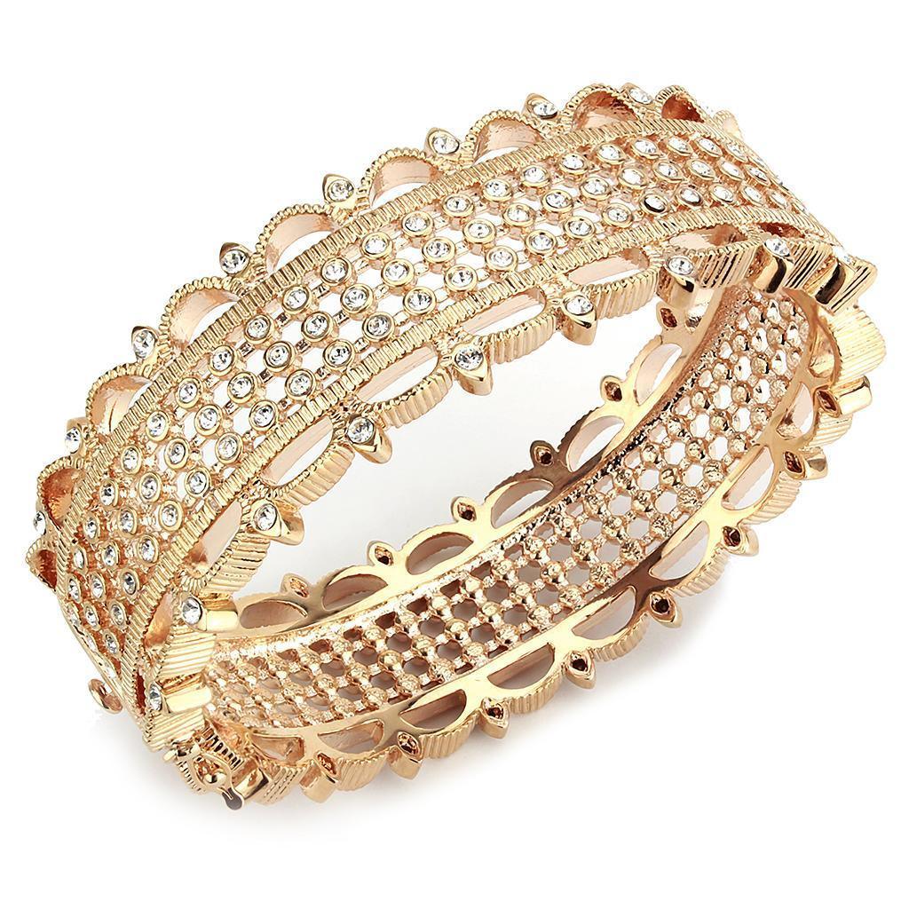 Women's Jewelry - Bracelets LO4344 - Rose Gold Brass Bangle with Top Grade Crystal in Clear