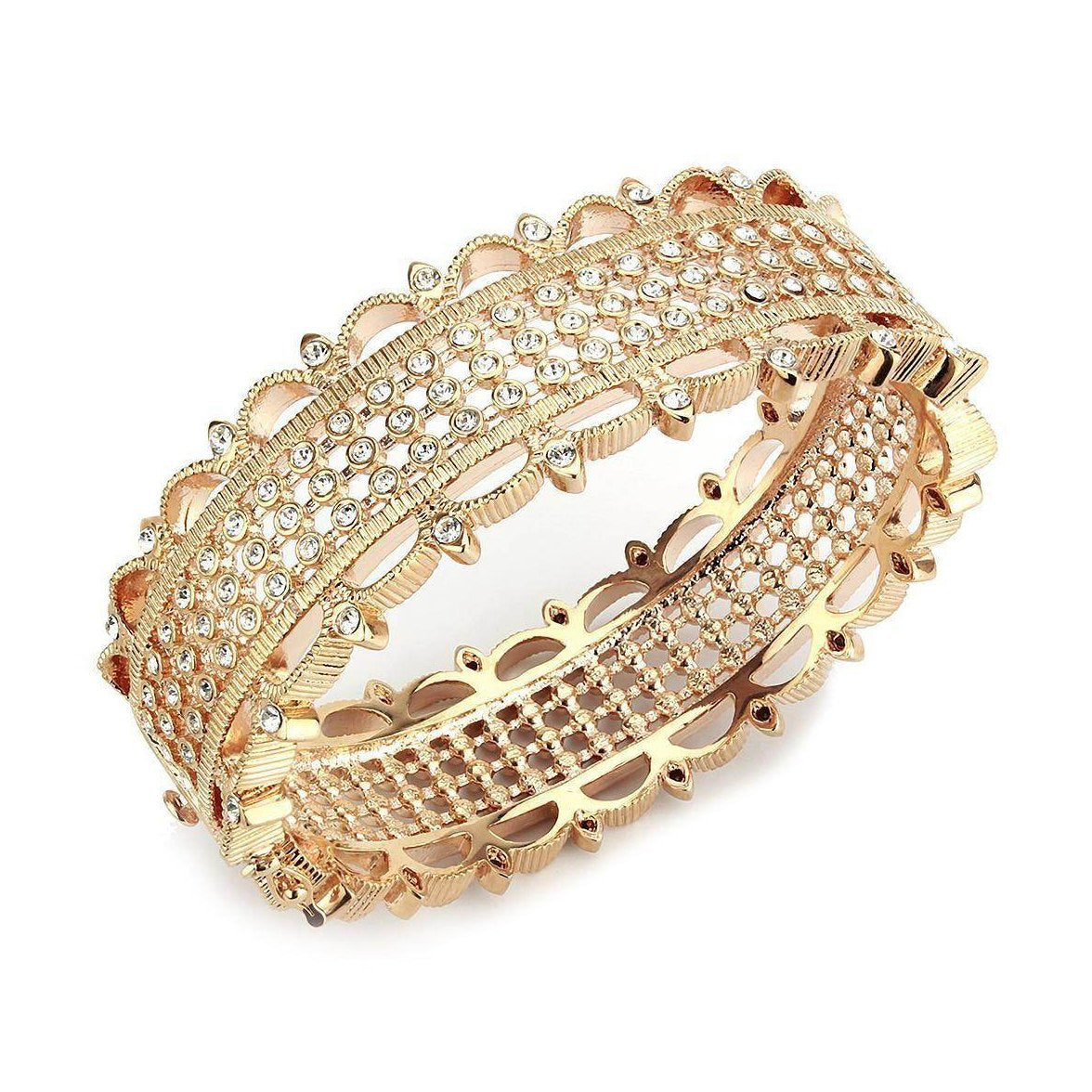 Rose Gold Brass Bangle with Top Grade Crystal - VacationGrabs