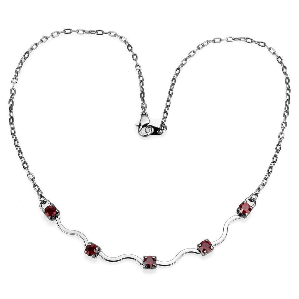 Women's Jewelry - Necklaces LO4730 - Ruthenium White Metal Necklace with AAA Grade CZ in Siam