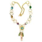 Women's Jewelry - Necklaces LO721 - Gold Brass Necklace with Synthetic Glass Bead in Multi Color