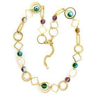 Women's Jewelry - Necklaces LO723 - Gold Brass Necklace with Synthetic Glass Bead in Multi Color