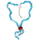 Women's Jewelry - Necklaces LOA113 - Rhodium Brass Necklace with Synthetic Turquoise in Sea Blue
