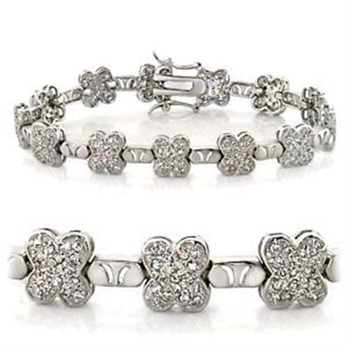 Women's Jewelry - Bracelets LOA545 - Rhodium Brass Bracelet with AAA Grade CZ in Clear