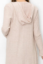 Women's Sweaters - Cardigans Long Sleeve Hooded Light Cardigan - Beige