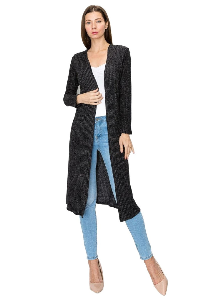 Women's Sweaters - Cardigans Long Sleeve Hooded Light Cardigan - Black