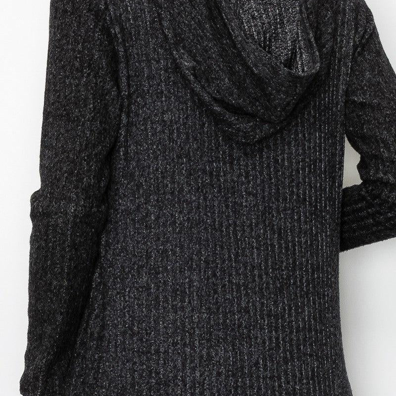 Women's Sweaters - Cardigans Long Sleeve Hooded Light Cardigan - Black
