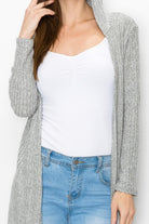 Women's Sweaters - Cardigans Long Sleeve Hooded Light Cardigan - Gray