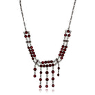 Women's Jewelry - Necklaces LOS865 - Ruthenium 925 Sterling Silver Necklace with Top Grade Crystal in Siam