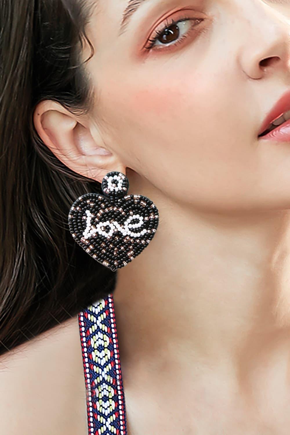 Women's Jewelry - Earrings Love Beaded Heart Earrings