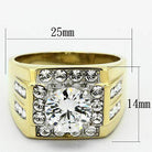 Men's luxury vacation jewelry ring featuring a large center gemstone and sparkling accents