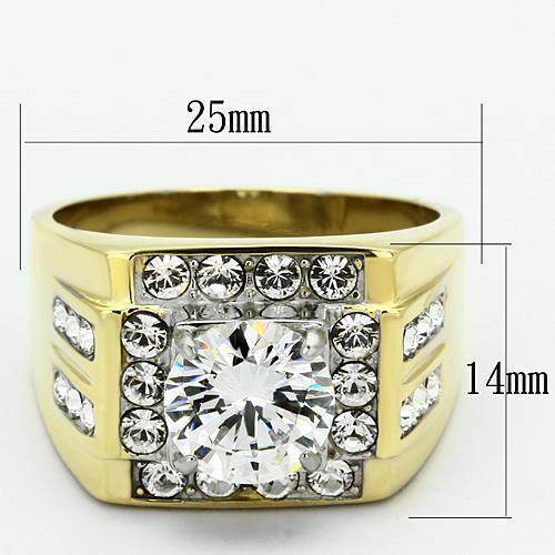 Men's luxury vacation jewelry ring featuring a large center gemstone and sparkling accents