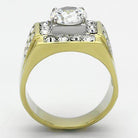 Stunning men's ring featuring a large gemstone, designed as luxury vacation jewelry with shimmering accents