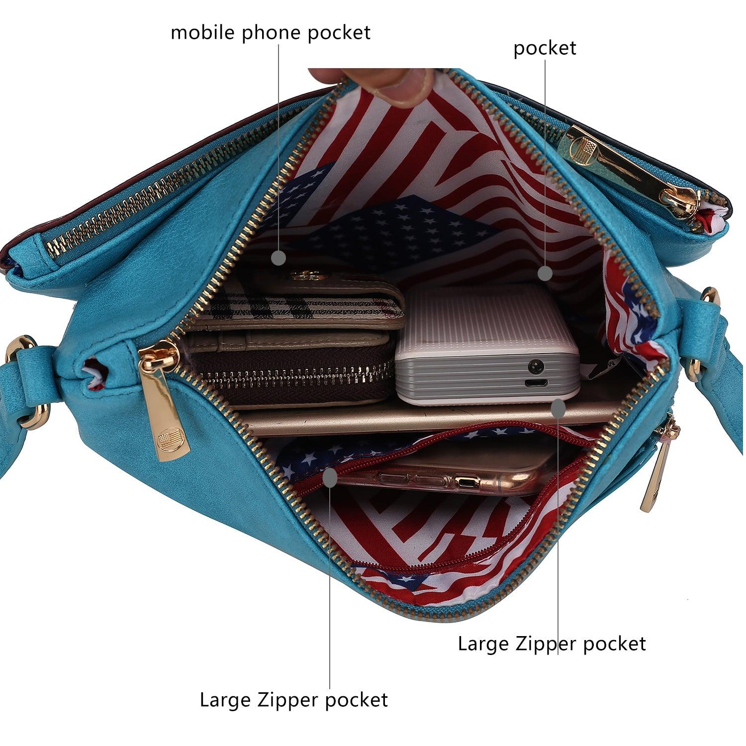 Wallets, Handbags & Accessories Madeline Printed Flag Vegan Leather Women Crossbody Handbag