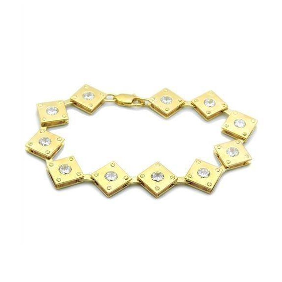 Matte gold women's bracelet featuring geometric design with sparkling rhinestones