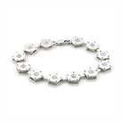 Elegant matte rhodium women's bracelet featuring hexagon links with sparkling accents