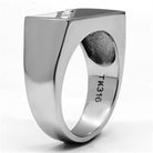 Men's Jewelry - Rings Men Black Diagonal Stainless Steel Synthetic Crystal Rings Tk704