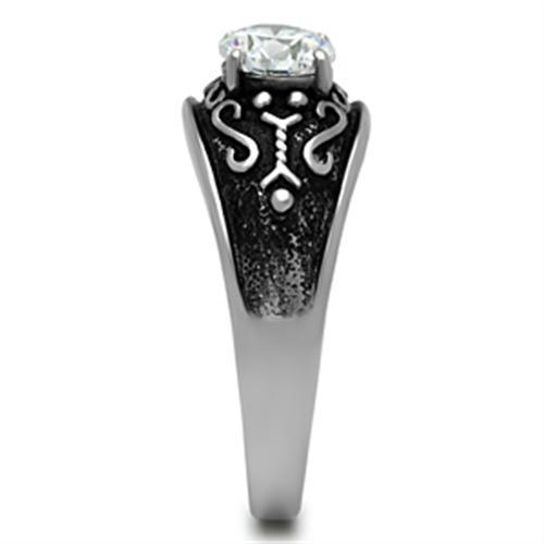 Men's Jewelry - Rings Men Black Stainless Steel Cubic Zirconia Ring Style No. 373