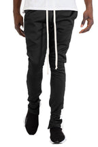 Stylish black white track pants for men with a comfortable fit and adjustable drawstring