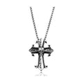 Men's cross necklace with skull design on a silver chain from VacationGrabs