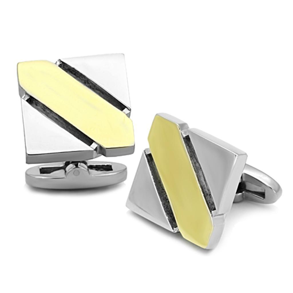 Men's Accessories - Cufflinks Men's Cufflinks - TK1249 - Two-Tone IP Gold (Ion Plating) Stainless Steel Cufflink with No Stone