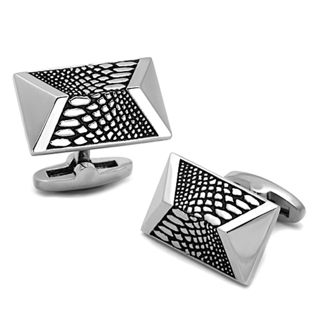Men's Accessories - Cufflinks Men's Cufflinks - TK1259 - High polished (no plating) Stainless Steel Cufflink with Epoxy in Jet