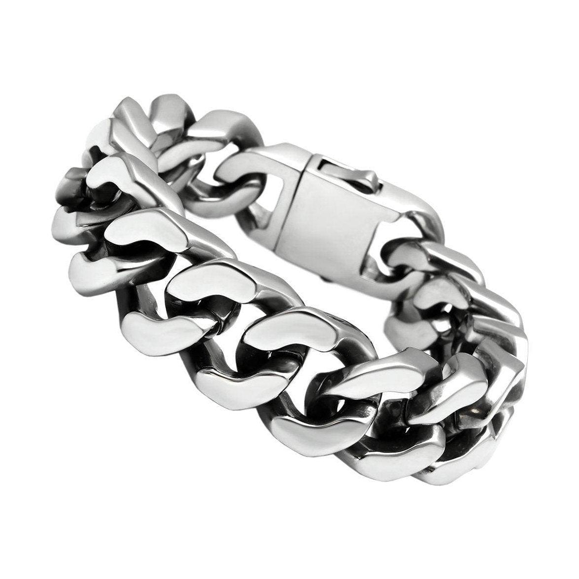 VacationGrabs men's high polished bracelet with a sleek chain design for a modern look