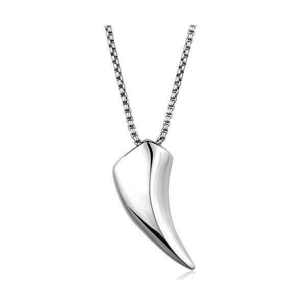 Men's high polished necklace featuring a sleek claw pendant on a silver chain