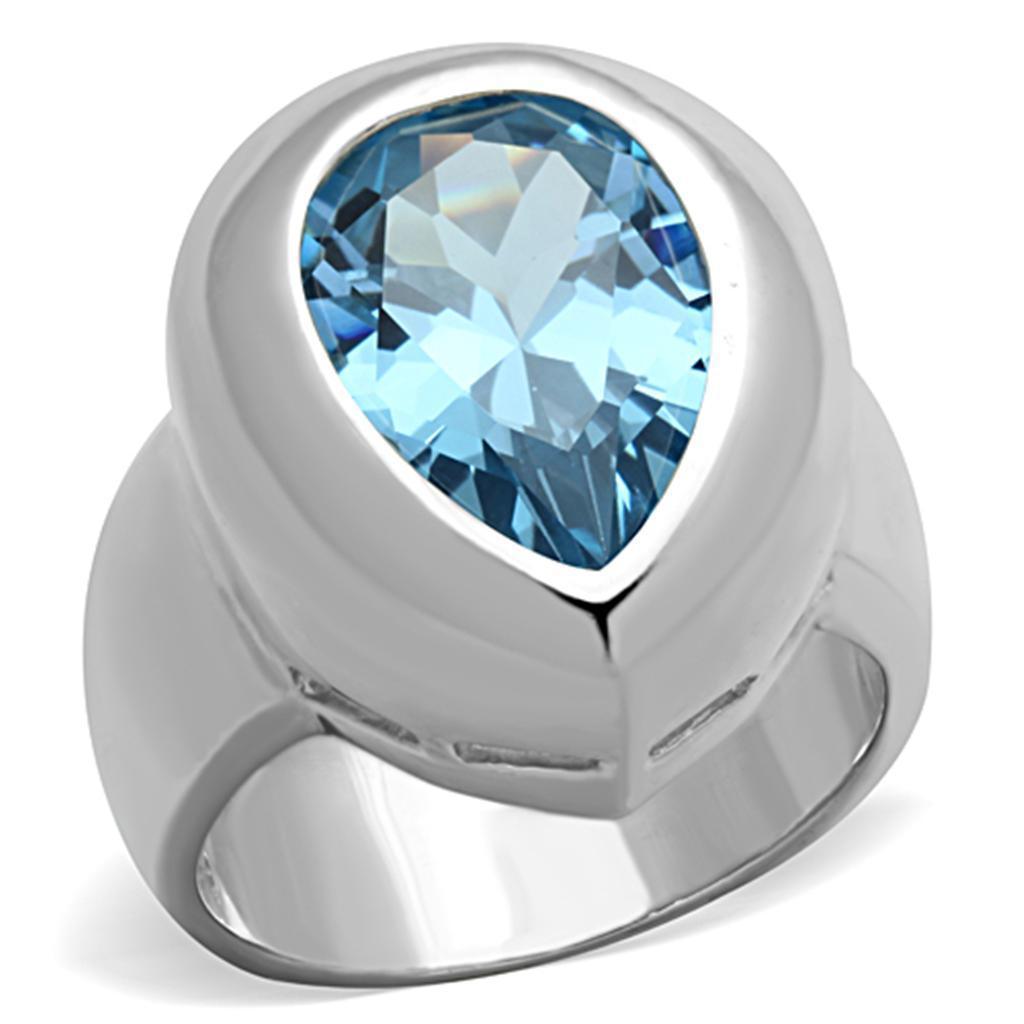 Men's Jewelry - Rings Men's Rings - LOS739 - Silver 925 Sterling Silver Ring with Synthetic Spinel in Sea Blue