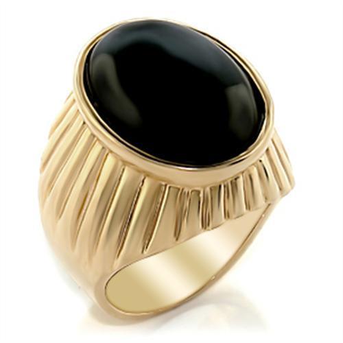 Men's Jewelry - Rings Men's Rings - Semi-Precious Onyx in Jet Black 2W060 - Gold Brass Ring Mens