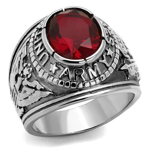 Men's Jewelry - Rings Men's Rings - TK414706 - High-Polished Stainless Steel Ring with Synthetic Synthetic Glass in Siam