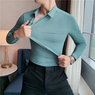 Men's Shirts Men's Seamless Dress Shirts Long Sleeve Slim Fit with Elasticity