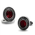 Men's accessories silver cufflinks with red gemstone and Marine Corps design