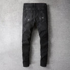 Men's Pants - Jeans Mens Bandana Paisley Printed Patchwork Stretch Jeans Black Denim