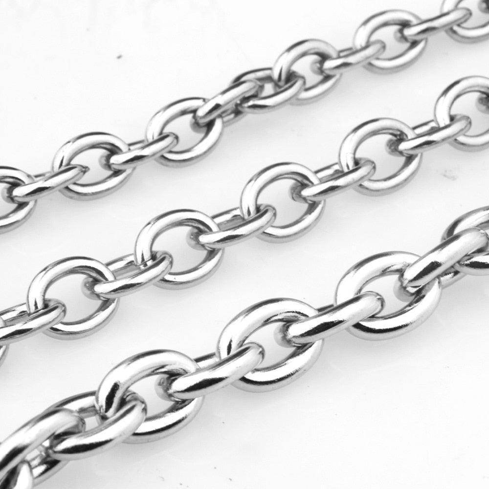 Close-up of a mens big link chain necklace featuring shiny silver links for stylish mens jewelry