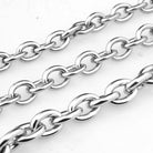 Close-up of a mens big link chain necklace featuring shiny silver links for stylish mens jewelry