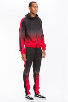 Men's Pants - Joggers Mens Black And Red Gradient Track Set Joggers Jacket