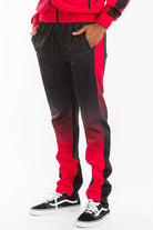 Men's Pants - Joggers Mens Black And Red Gradient Track Set Joggers Jacket