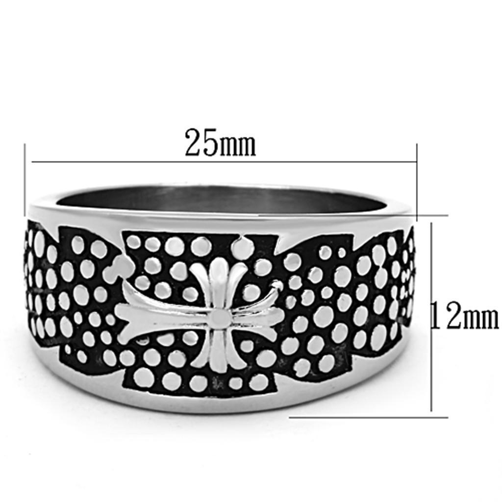 Men's Jewelry - Rings Mens Black And Silver Ring Stainless Steel Cross Style No. 1196