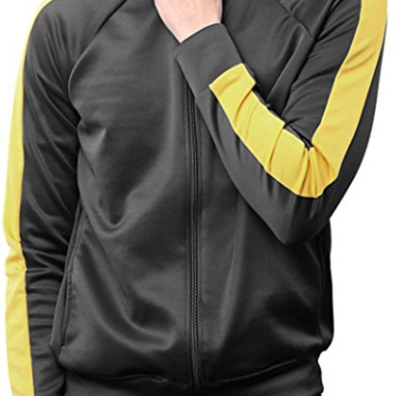 Men's Jackets Mens Black & Yellow Port Track Zipper Front Jacket