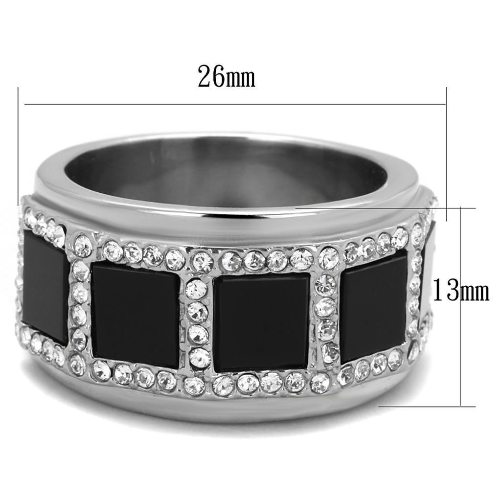 Men's Jewelry - Rings Mens Black Block Stainless Steel Synthetic Onyx Rings Tk2067