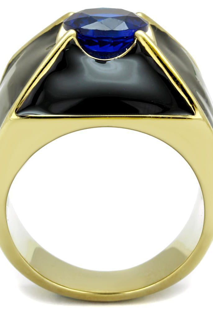 Men's Jewelry - Rings Mens Black Blue Gem Stainless Steel Ring Cubic Zirconia 2640