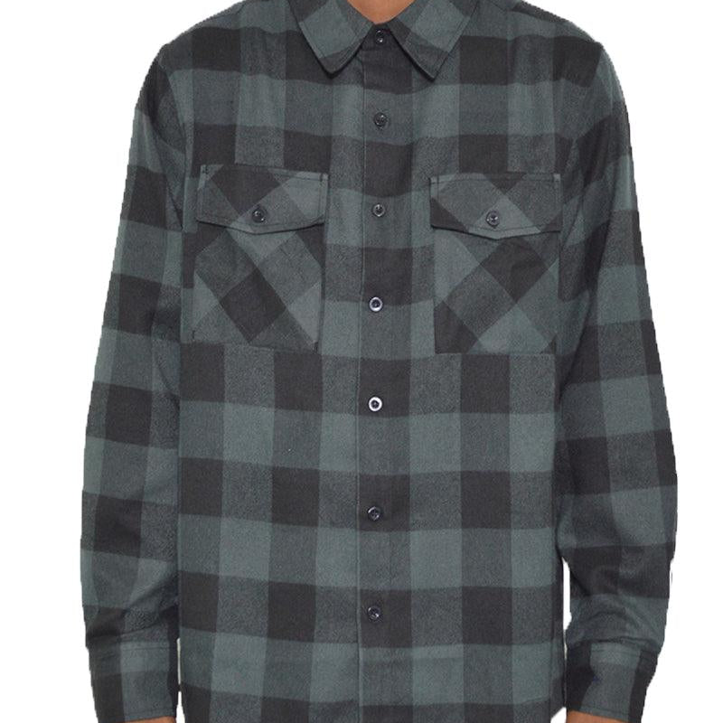 Men's Shirts - Flannels Mens Black Blue Long Sleeve Checkered Flannel